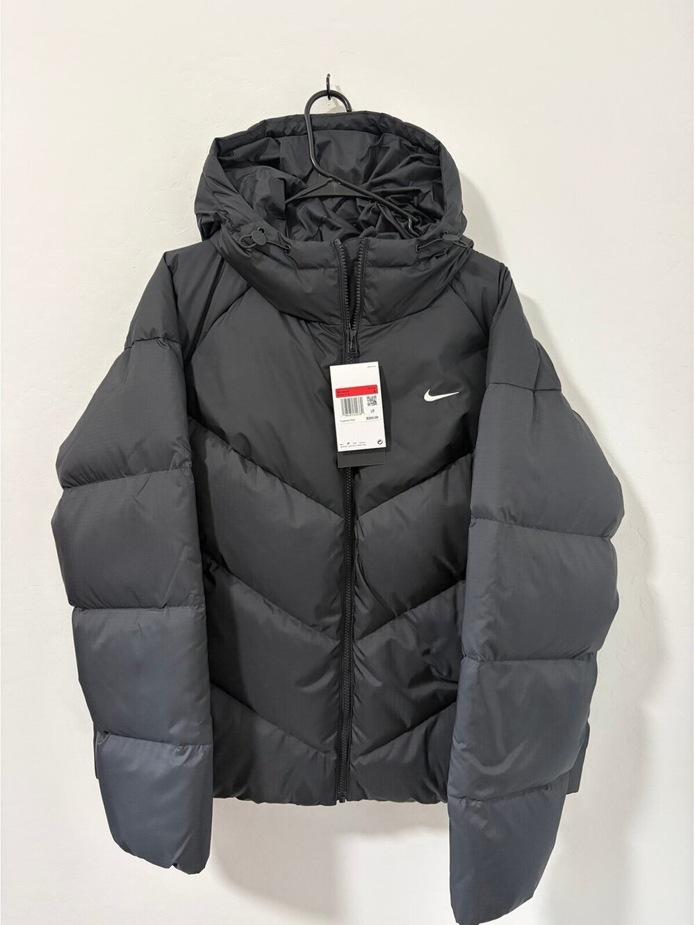 Womens Size L Nike Windrunner Down Hooded Puffer Jacket Zip Up Black IF2591-010